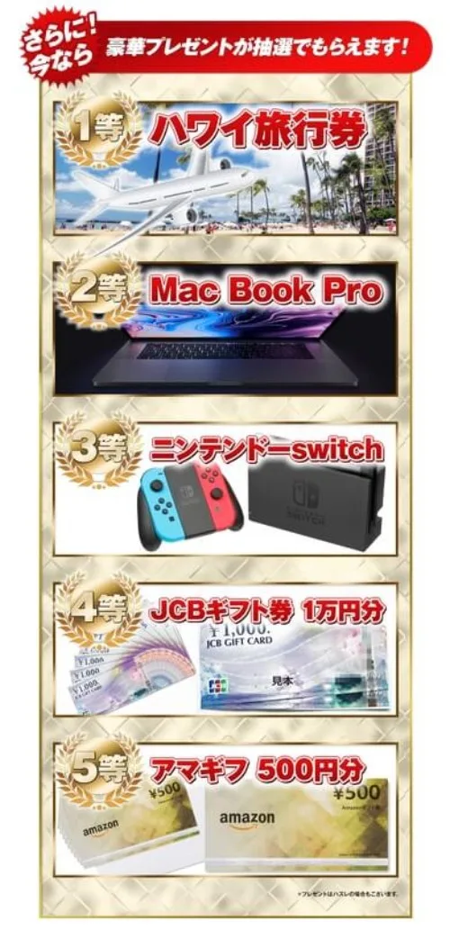 今なら豪華プレゼントと書かれた画像""