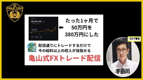 亀山式FXトレード配信は詐欺で稼げない？口コミや評判を徹底調査しました！のイメージ画像